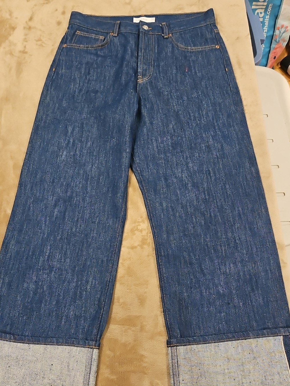 Topshop Relaxed Wide-Leg Cuffed Jeans